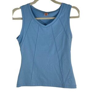 Lucy short sleeve shirt exercise shirt nylon blend blue XS bust 16"  READ